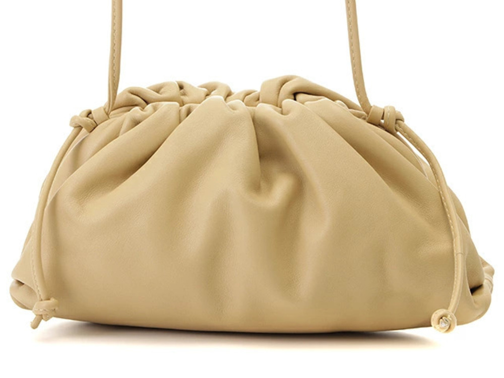 BOTTEGA VENETA Pouch Clutch Bag Beige Cream Leather